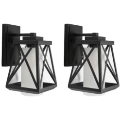Braith 7" Outdoor Wall Sconce (Set Of 2) - PLT7010 - Black - Safavieh -Lighting Store GUEST d997264a 8fad 4ede 8e65 5324bdd0af75