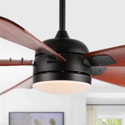 Durden Led Light 57" Ceiling Fan - CLF1029 - Black - Safavieh -Lighting Store GUEST d9c3329d 50ce 4630 9f63 2e7973b01280