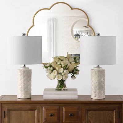 Artef Ceramic Table Lamp (Set Of 2) - Ivory - Safavieh 3 Artef Ceramic Table Lamp (Set Of 2) - Ivory - Safavieh