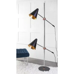 71" Reed Floor Lamp Black (Includes CFL Light Bulb) - Safavieh