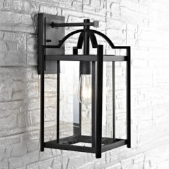Portar Outdoor Wall Lantern - PLT4008 - Clear/Black - Safavieh -Lighting Store GUEST df8e99ec 9153 4b23 ac75 9961d825158f