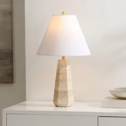 Calla 23.5" Travertine Table Lamp - Beige - Safavieh -Lighting Store GUEST ea8ca3da c828 4009 ae46 f8695bac5df2