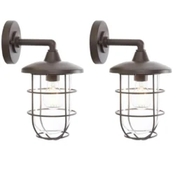 Liese 6.5" Outdoor Wall Sconce (Set Of 2) - PLT7000 - Bronze - Safavieh