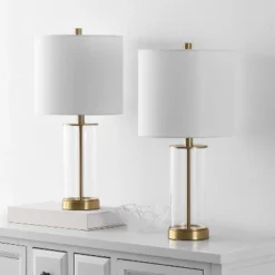 Anders 22.25" Table Lamp (Set Of 2) - TBL4620 - Clear/Brass - Safavieh -Lighting Store GUEST ee50d8cb 8943 4090 b71b 9555245864d1