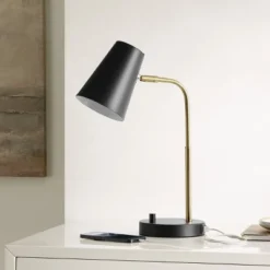Arynn Table Lamp W/ USB Port - 19 Inch Height - TBL4457 - Black/Brass - Safavieh