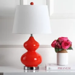 Eva Double Gourd Glass Lamp (Set Of 2) - Blood Orange - Safavieh -Lighting Store GUEST f7e0d951 4294 40eb 92e9 e39d0768ae41