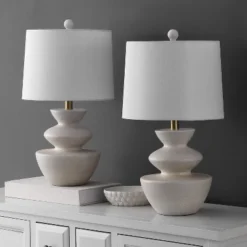 Jorden 21.5" Table Lamp (Set Of 2) - TBL4642 - White - Safavieh -Lighting Store GUEST fcbb3a33 7e3d 4692 af10 b9fa5f0a348e