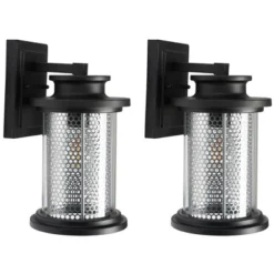 Queren 7.67" Outdoor Sconce (Set Of 2) - PLT7024 - Black - Safavieh -Lighting Store GUEST fcfcb5d8 6bd2 4a64 8d1a e3d5052add7c