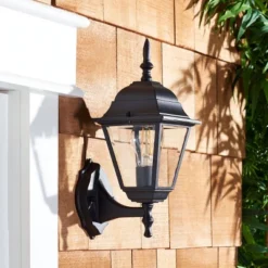Rhion 8" Outdoor Wall Sconce (Set Of 2) - PLT7026 - Black - Safavieh -Lighting Store GUEST fefe89eb ab2b 41f9 9086 4a6dd628712d